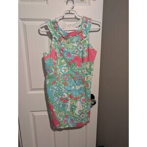 LILLY PULITZER Pink A Delicacy Print Lindy Beaded Shift dress Size 14 #68750